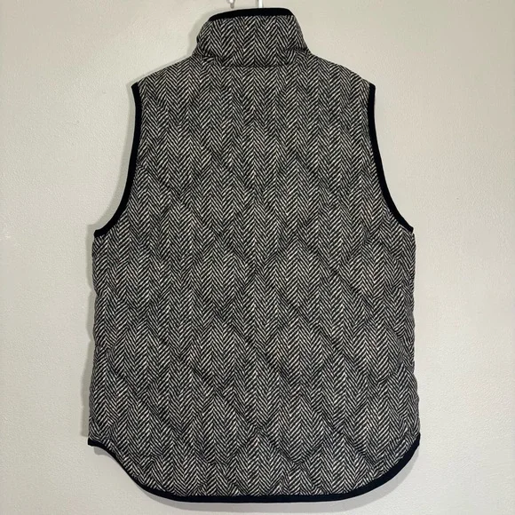 J. Crew Quilted Down Puffer Vest Size Small Black Herringbone - Picture 4 of 9
